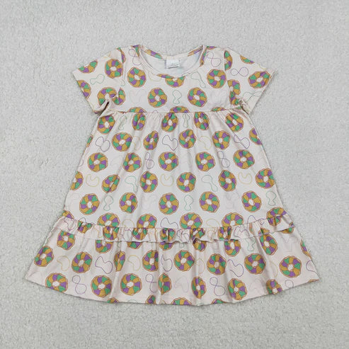 11.8 RTS Sibling Baby Boys Girls Short Sleeve Mardigras Donuts Necklaces Knee Length Dress Button Shirts Top