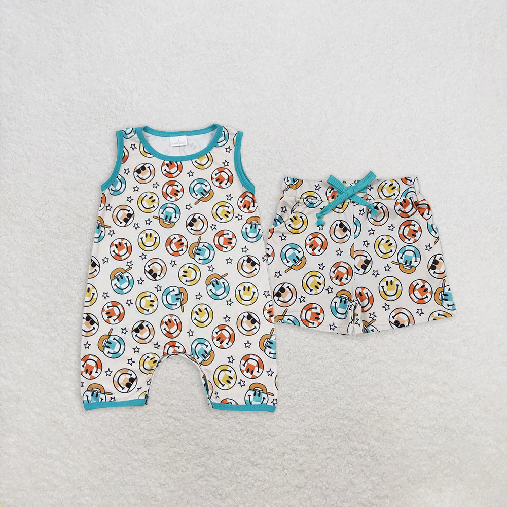 6.30  RTS NO MOQ Plaid smile pockets baby boys summer shorts rompers