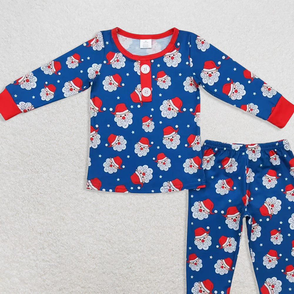 BLP0551RTS NO MOQ Baby Boys Winter Outfits Long sleeves santa kids boys Christmas bamboo pajamas