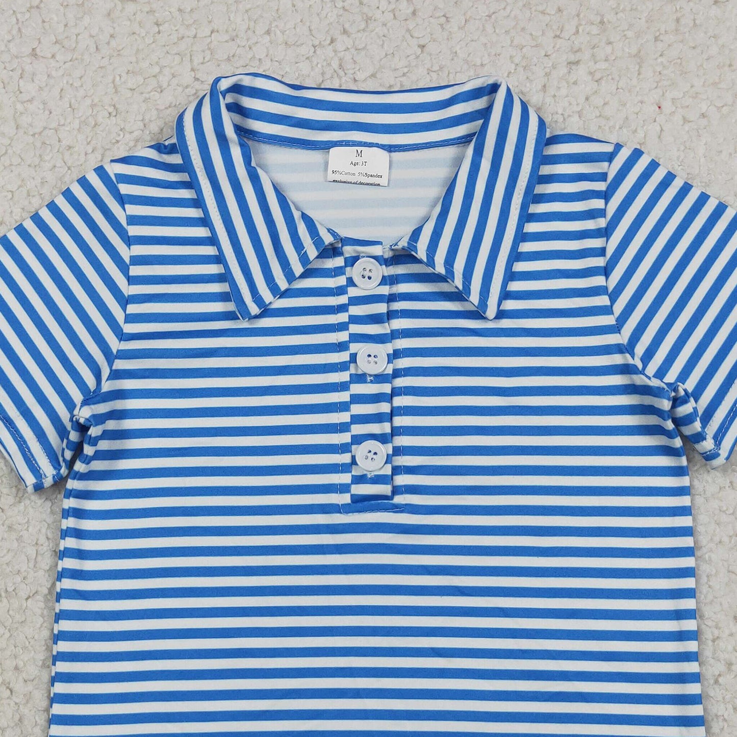 BT1834 RTS NO MOQ （In stock）Short sleeves blue stripe kids boys team polo shirt