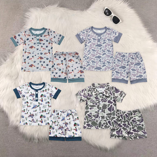 8.15 RTS Sibling Baby Boys Summer Boys Outfits Duck short sleeves top shorts kids boy pajamas