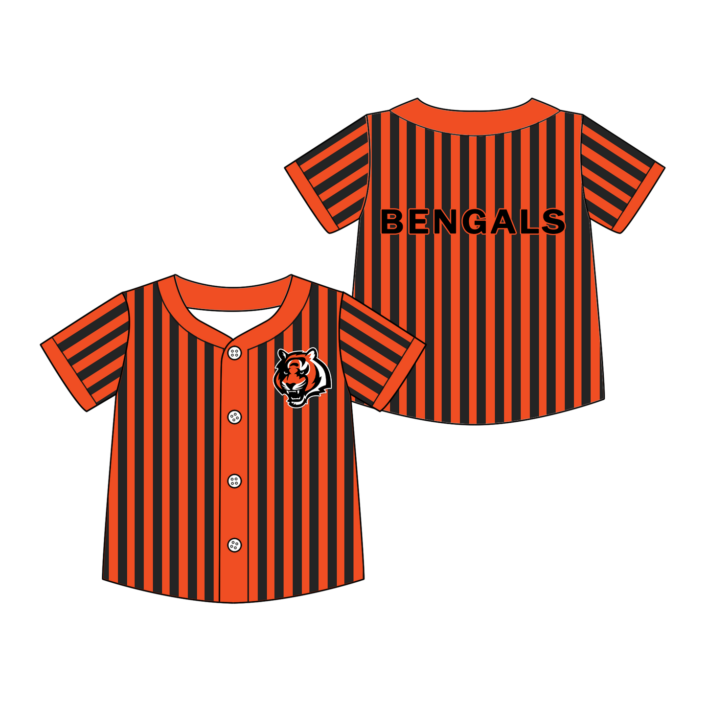 CUSTOM MOQ 5 mix size summer teams Baby Boys Striped Baseball Jersey Sports Team Game Day Button shirt