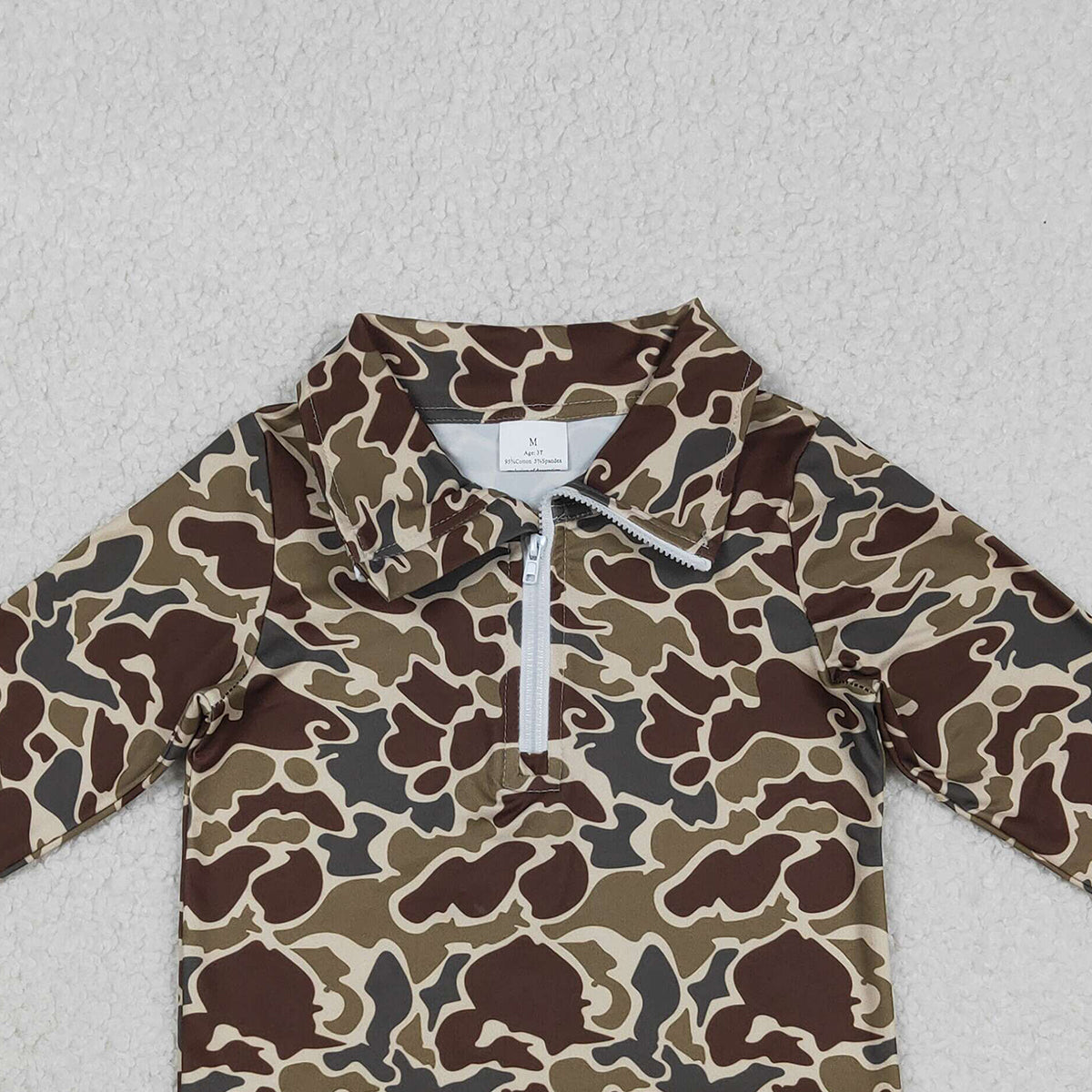 12.30 RTS NO MOQ （In stock）BT1649 Baby Boys Southern Dark Khaki Camo Zipper Pullovers Top