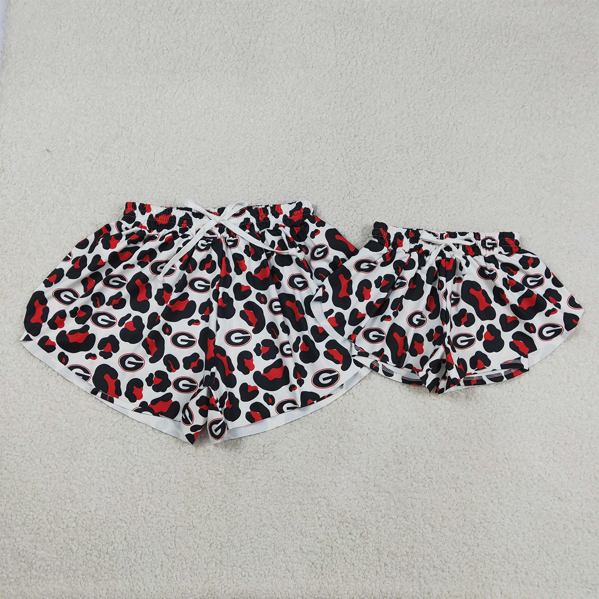 3.14 RTS NO MOQ （In stock）SS0814  Baby Girls Cute Black Leopard G Yoga Active Team Ruffle Shorts Bottom