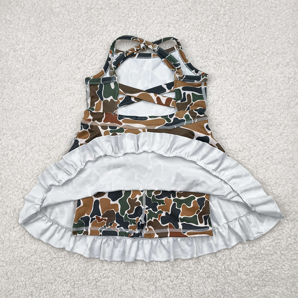 6.27   GSD2309 RTS NO MOQ Baby Girls Summer Yoga Dress baby girl clothes yoga camouflage sleeveless dress