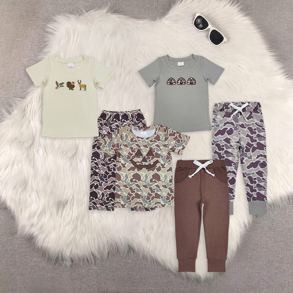 8.13   RTS Sibling Baby Boys Spring Outfits Short sleeves camo pumpkin kids boys Halloween clothes