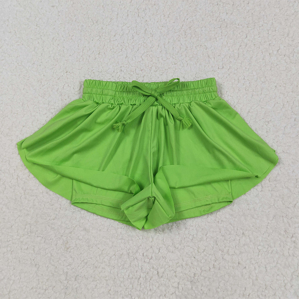 7.02 SS0548RTS NO MOQ Baby Girls Summer Yoga Shorts Baby Girls Green Skort Shorts Bottoms