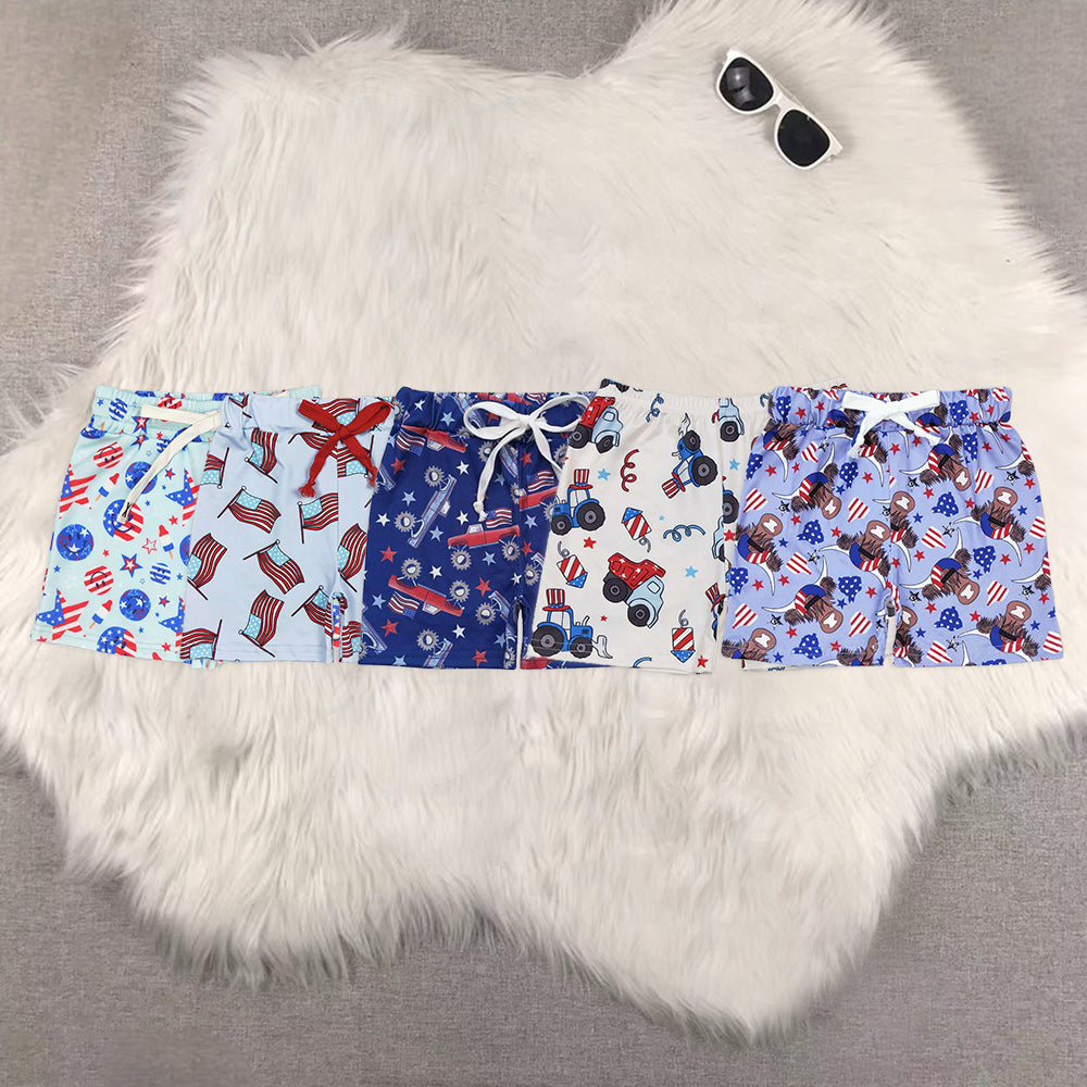 8.19 RTS Sibling Baby Boys Summer Shorts Highland cow tags boys 4th of july shorts