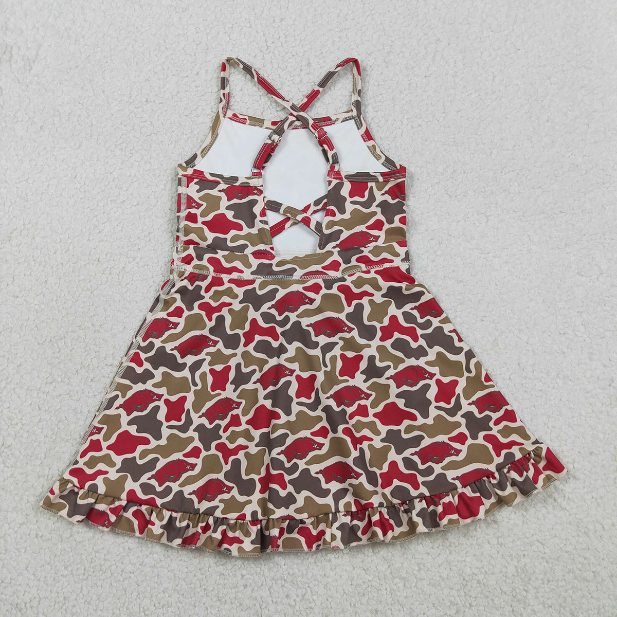 3.28 RTS NO MOQ （In stock）GSD3587 Straps camo hogs kids girls team athletic dress