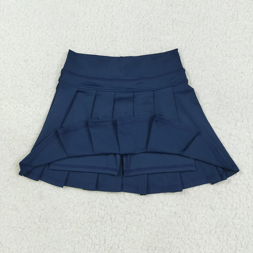 RTS NO MOQ （In stock） GLK0122 Baby Girls Summer Yoga Skirt Baby Girls Navy Yoga Pleated Skorts Bottom