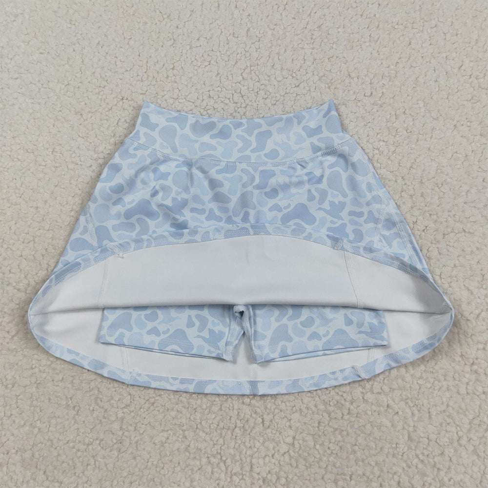 RTS NO MOQ （In stock）GLK0129 Baby Girls Summer Yoga Skirt Baby Girls Western Light Gray Camo Yoga Active Skorts Bottom