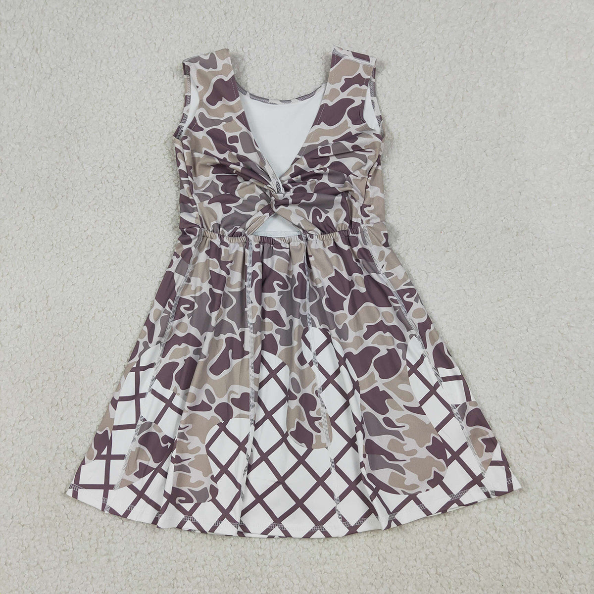 3.31 RTS NO MOQ （In stock）GSD2819 Sleeveless camo ice cream sprinkle girls athletic dresses