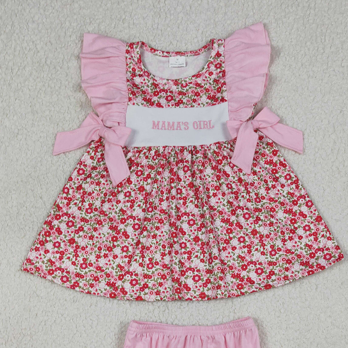 4.13 GBO0500 RTS NO MOQ （In stock ） Mama's girl embroidery floral tunic bummies baby clothing set