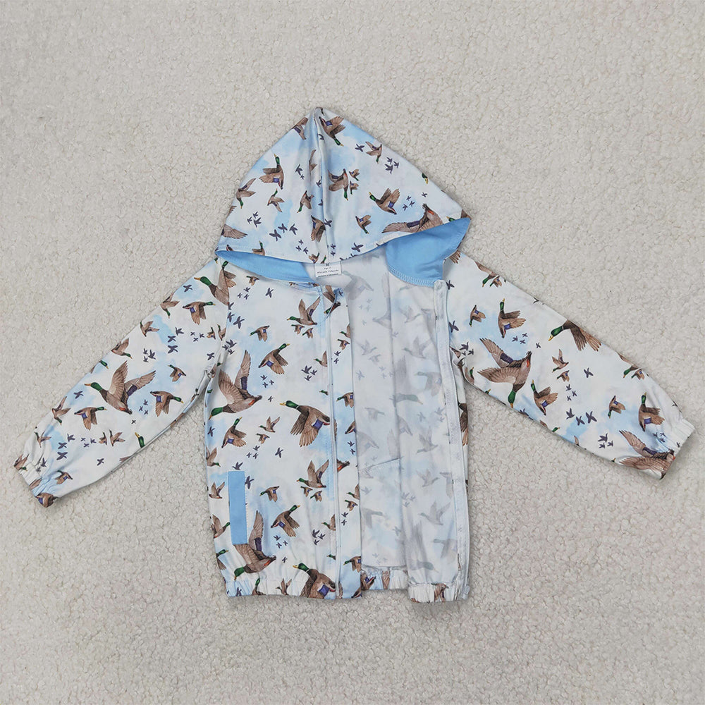 4.12 GT0875 RTS NO MOQ Baby Girls Coats  Light blue pocket duck baby kids zip hooded jacket
