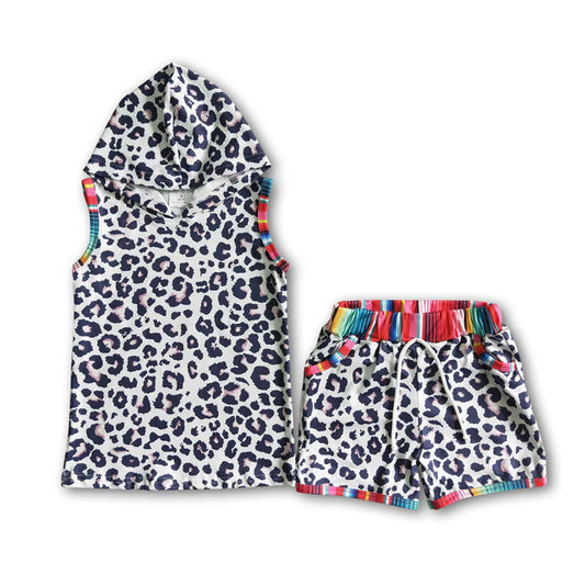BSSO0060 Sales New RTS No Moq Promotion Leopard serape baby girls hoodie outfits