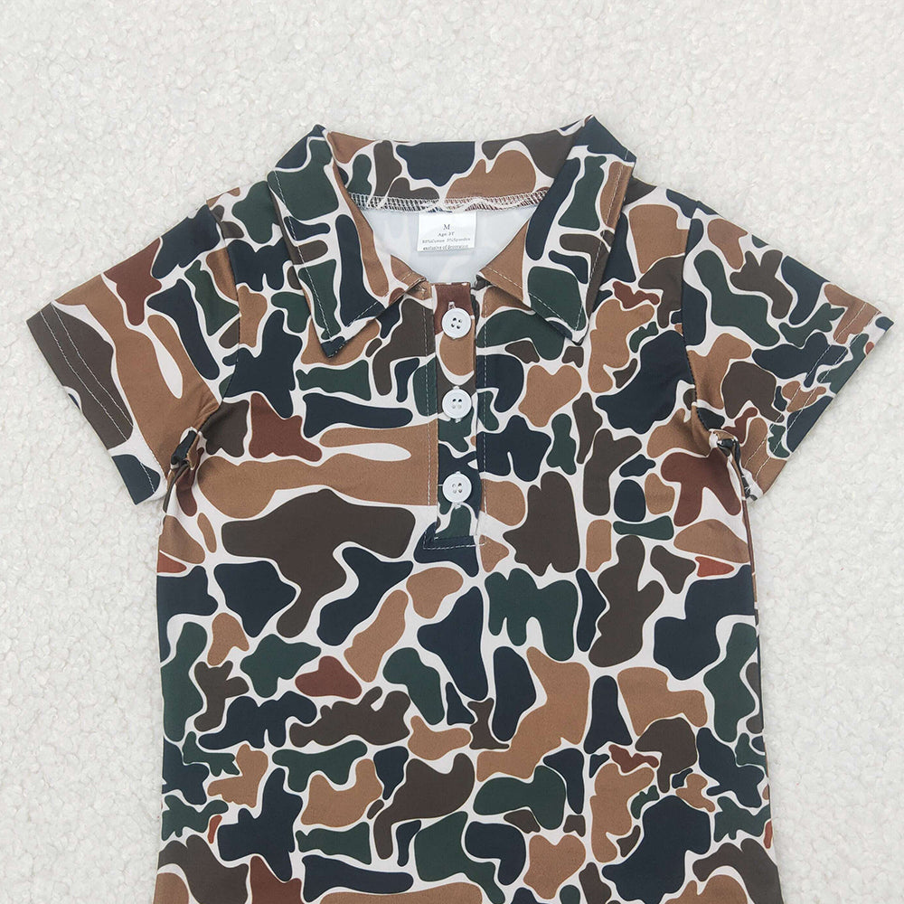 5.20 BT1213 RTS NO MOQ Baby Boys Summer Tops Short sleeves brown camo print kids boys polo shirt