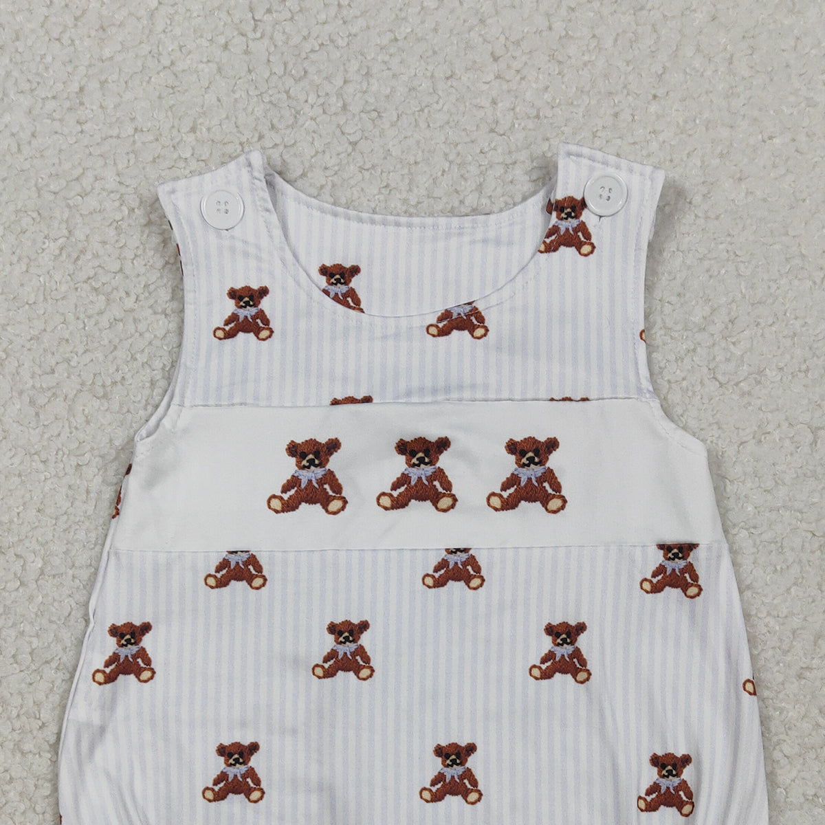 2.5 RTS NO MOQ （In stock）SR3570 Baby Boys Sleeveless Grey Stripe Bears Rompers