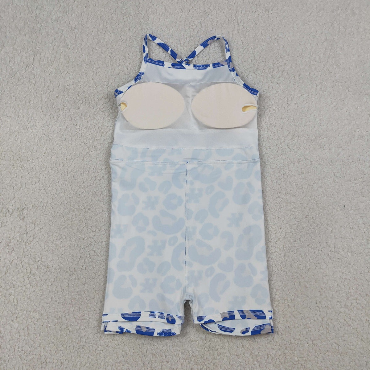 3.17 RTS NO MOQ （In stock）GSD3630 Kids Fashion Clothes Baby Girls Strap Blue Leopard UK Team Yoga Active Shorts Knee Length Dresses