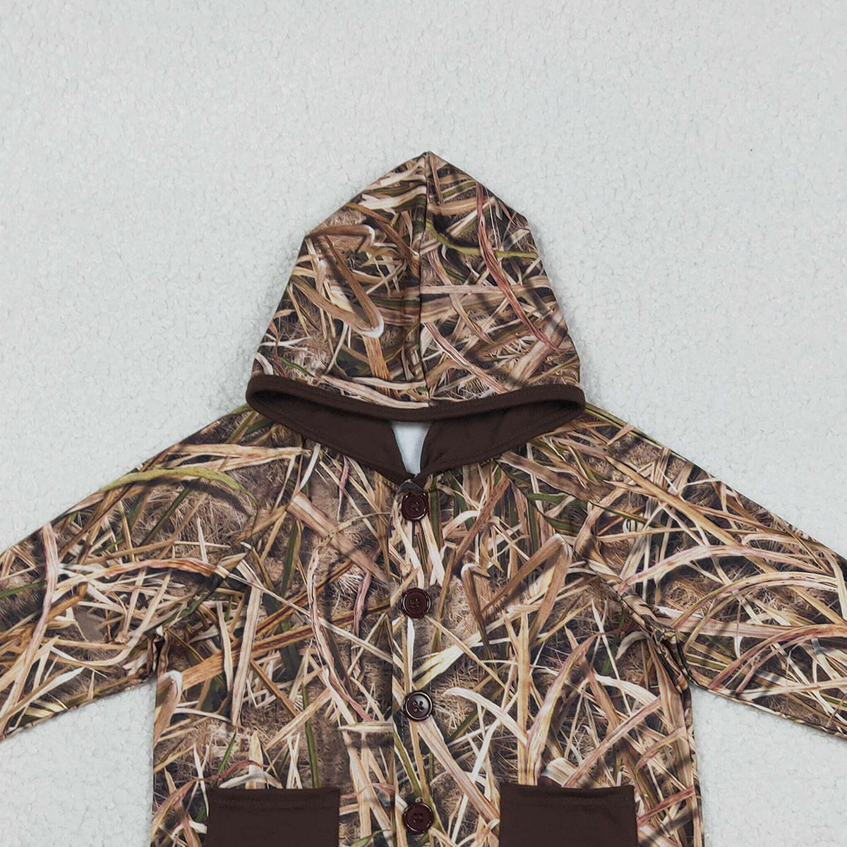 12.10 RTS NO MOQ （In stock）BT1443 Baby Boys Southern Leaves Camo Button Pockets Hoodie Jackets Tops