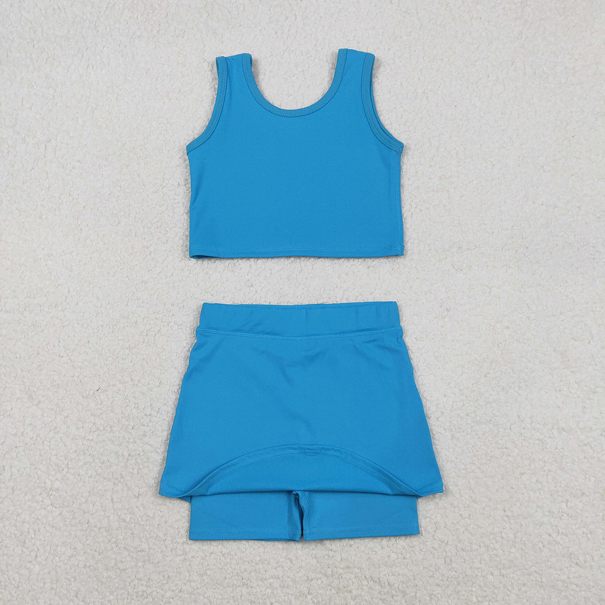 11.22 RTS NO MOQ （In stock）GSD2659 Baby Girls Blue Vest Top Skirt Shorts Bottom Active Active Clothes Yoga Set