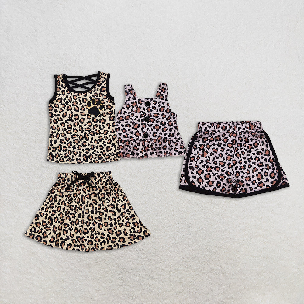 5.19  RTS NO MOQ Girls Leopard Peplum Shorts Summer Outfits Straps Animal Print High Waist Trousers for Kids' Spring Autumn