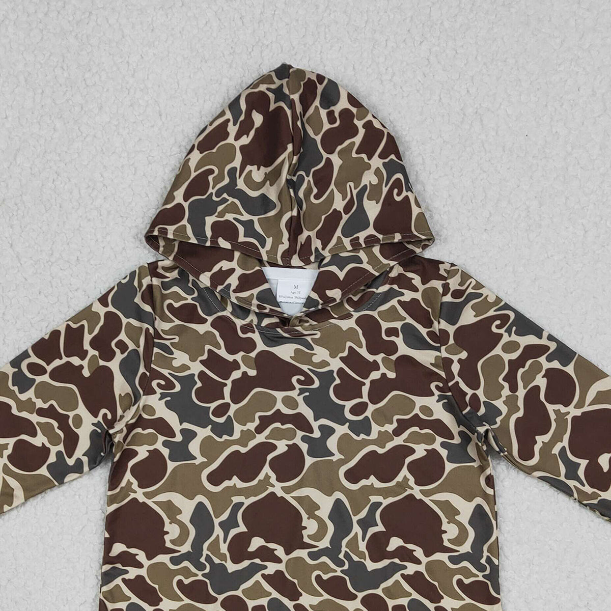 1.8 RTS NO MOQ （In stock）BT1650 Baby Boys Southern Dark Khaki Camo Long Sleeve Hoodies Top