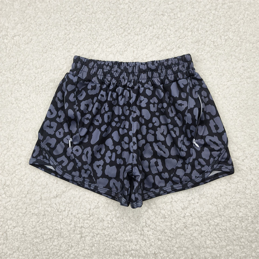 6.21 SS0467RTS NO MOQ Baby Girls Summer Yoga Shorts Baby Girls Black Leopard Yoga Shorts Bottoms