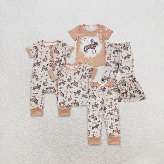 6.07  Girls Bleached Rodeo Top Bell Bottom Pants Outfit Casual Cotton Clothes Set for Kids