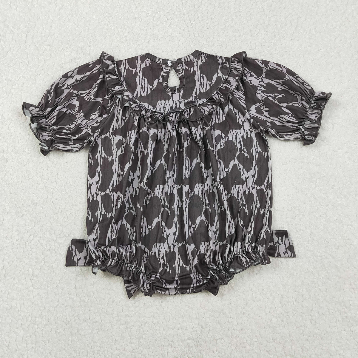 11.12 RTS NO MOQ （In stock）LR2727 Baby Girls Summer Rompers Smocked Mamas Bestie Baby Girls Camo Hunting Ruffle Rompers