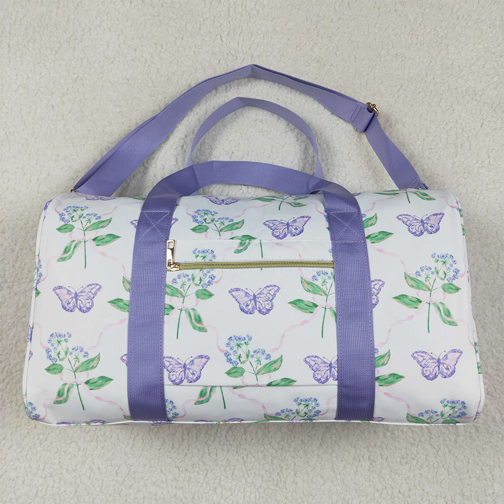 USA Shop (in stock)BA0293 Baby Bags Lavender Floral Butterfly Ruffle Band Women's Duffel Bag Handbag Fashionable Travel Bag for Ladies