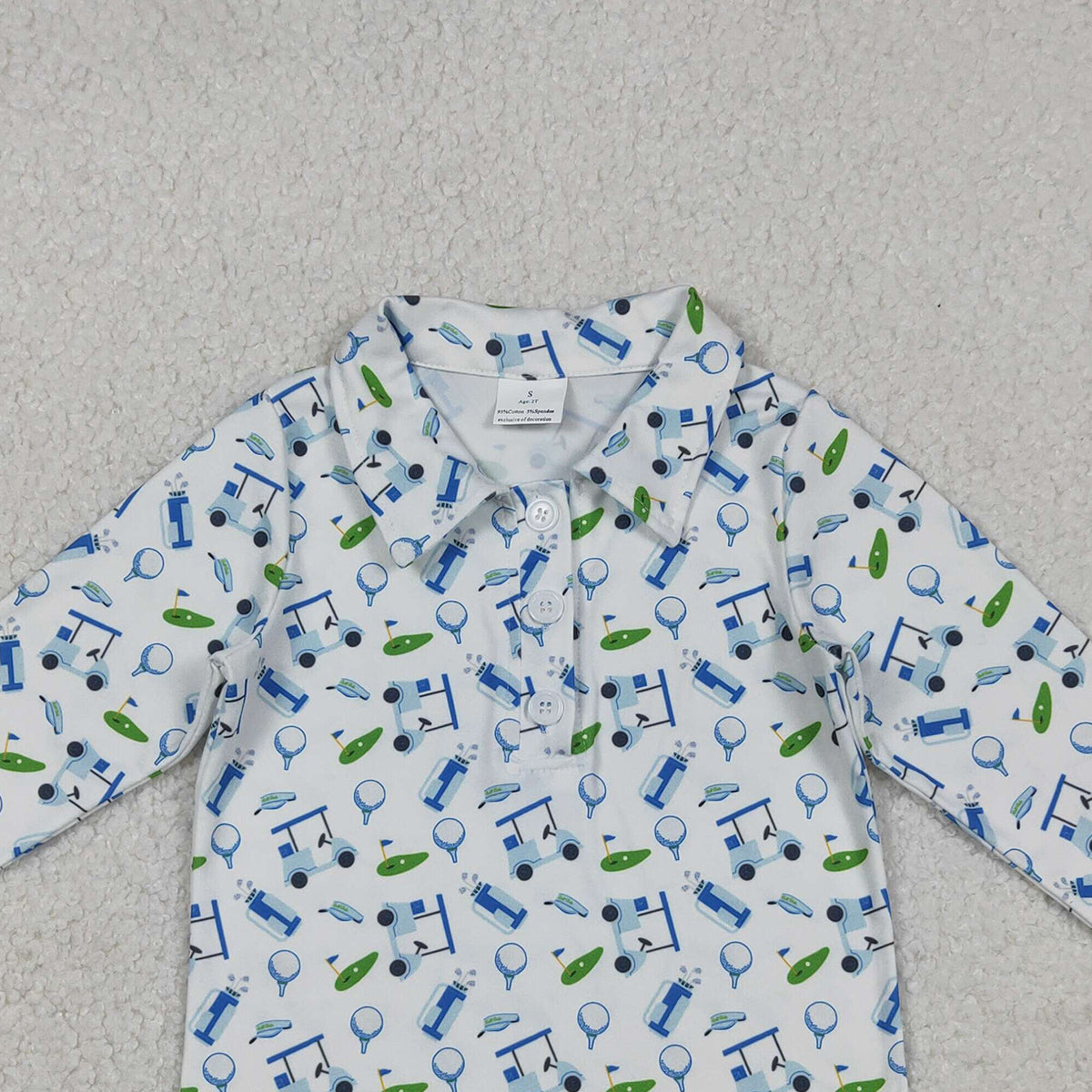 11.24 RTS NO MOQ （In stock）BT1405 Baby Boys Long Sleeve Golf Trucks Button Polo Shirts Top