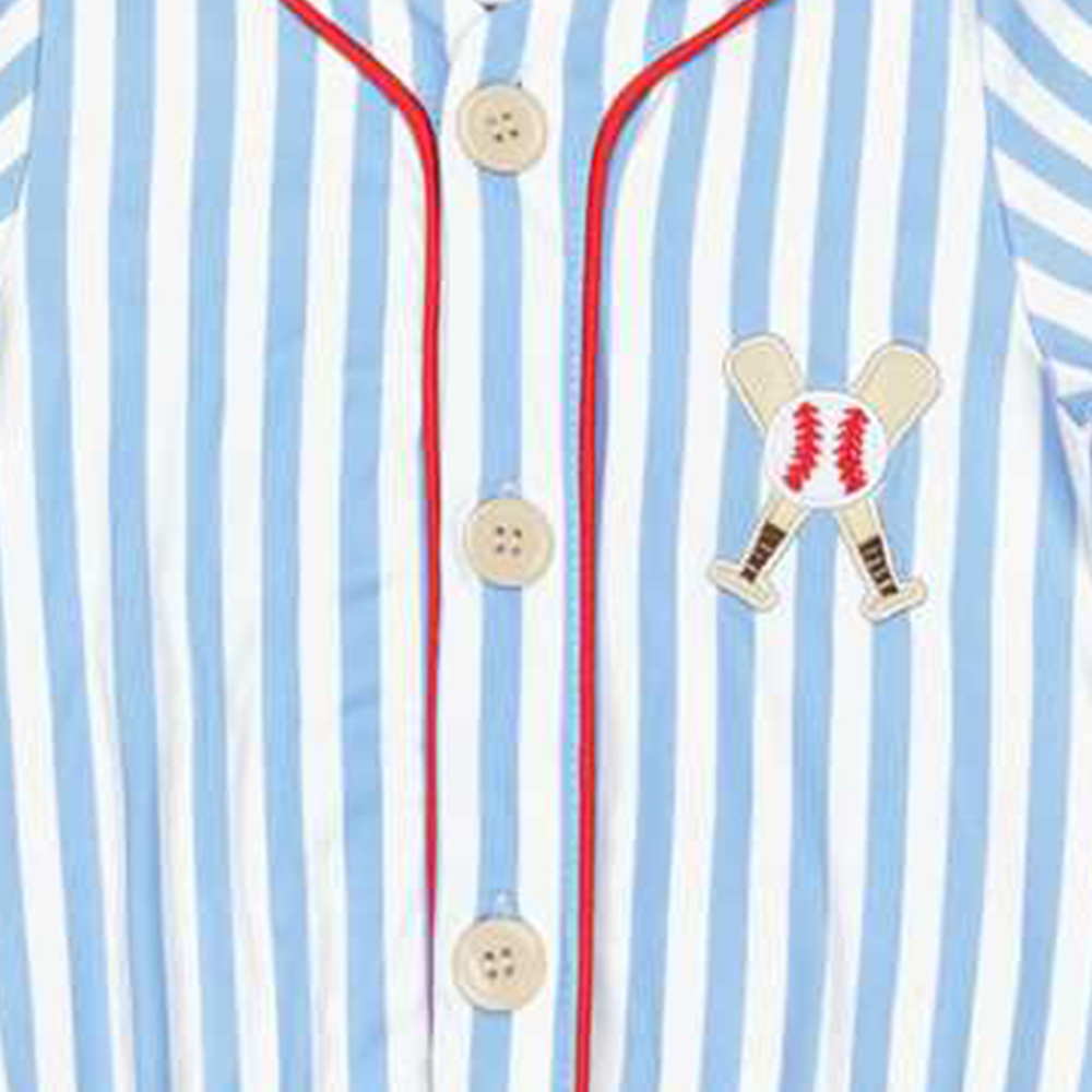 SR1459 RTS NO MOQ Short sleeves stripe baseball baby kids romper