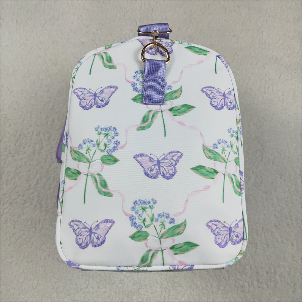 USA Shop (in stock)BA0293 Baby Bags Lavender Floral Butterfly Ruffle Band Women's Duffel Bag Handbag Fashionable Travel Bag for Ladies