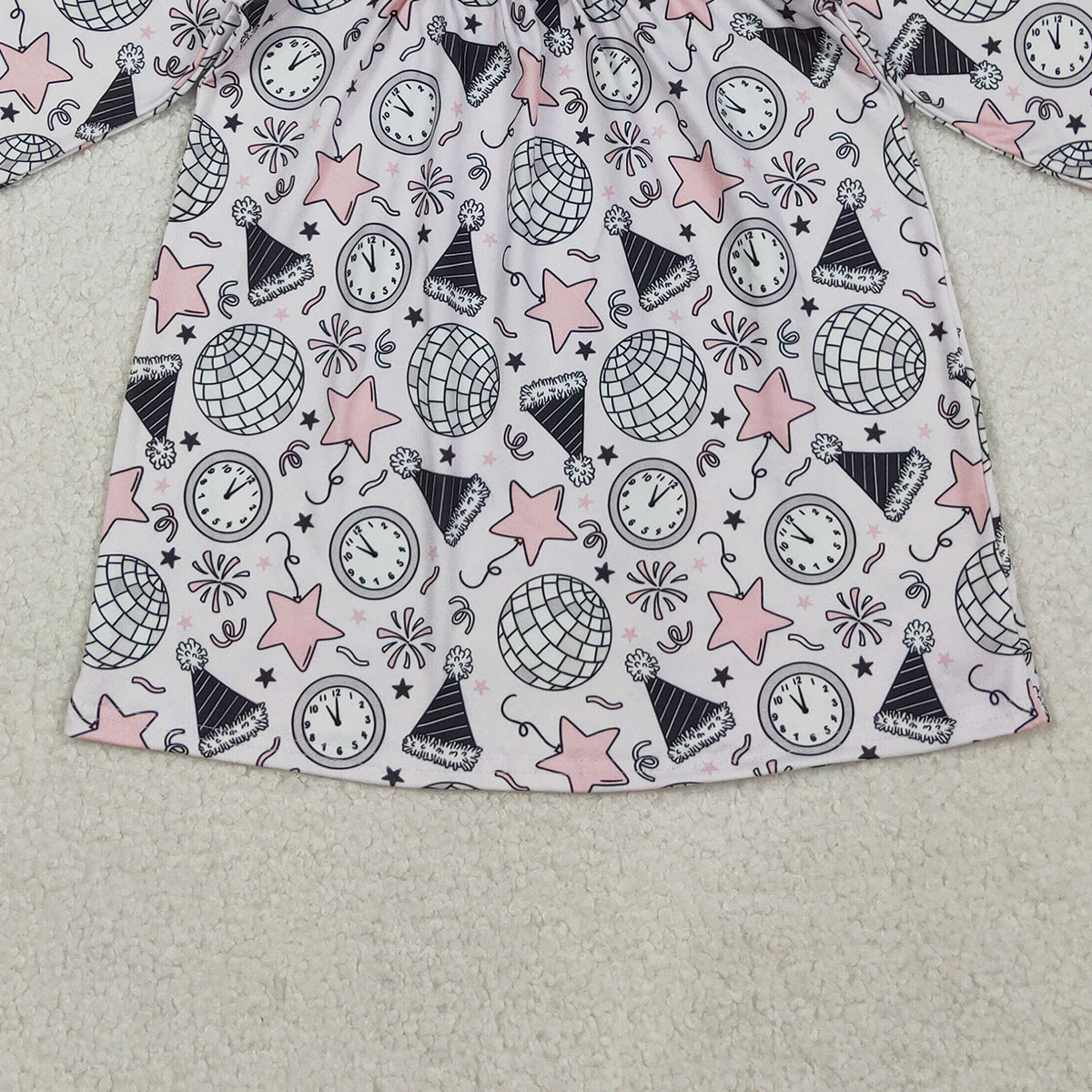 10.18 RTS NO MOQ （In stock）GLD1231 Baby Girls Winter Dress Embroidery Happy New Year Baby Girls Stars Firework Knee Length Dresses