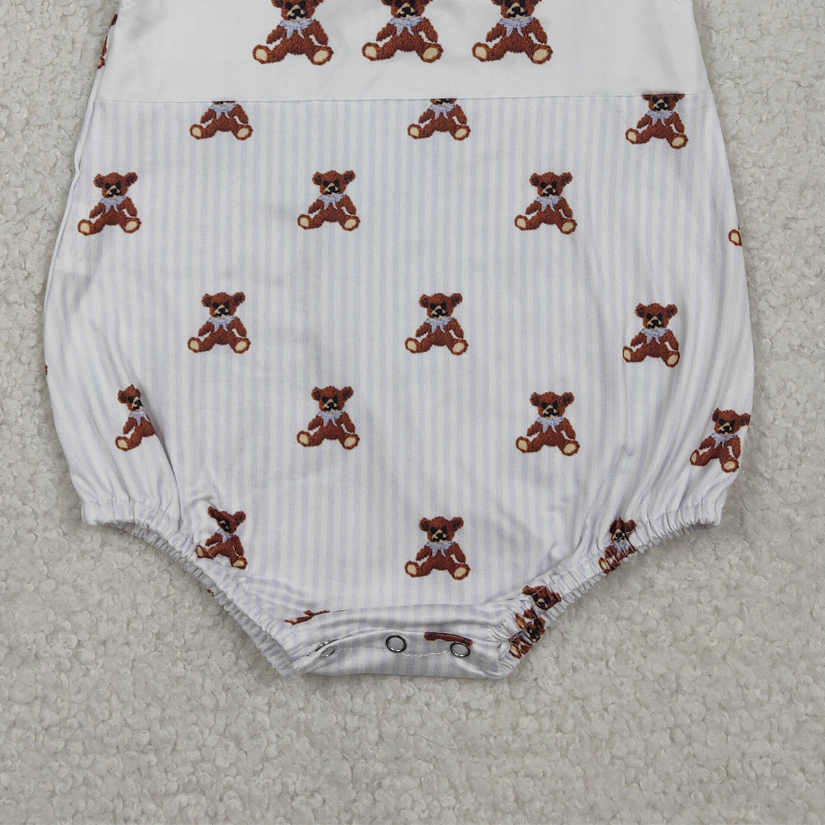 2.5 RTS NO MOQ （In stock）SR3570 Baby Boys Sleeveless Grey Stripe Bears Rompers
