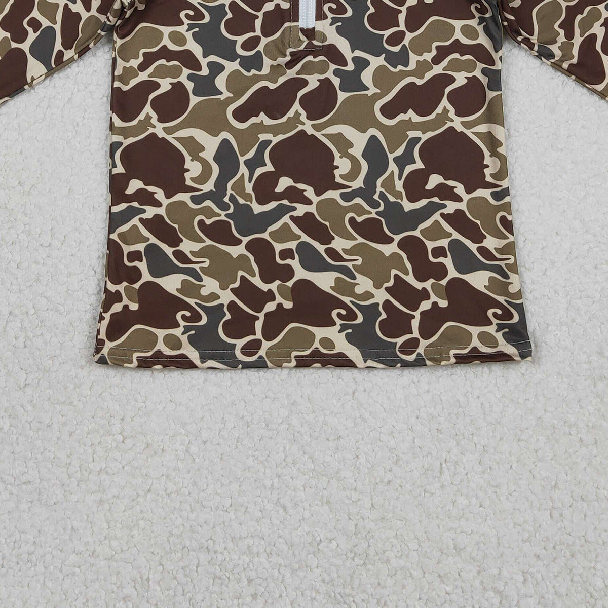 12.30 RTS NO MOQ （In stock）BT1649 Baby Boys Southern Dark Khaki Camo Zipper Pullovers Top