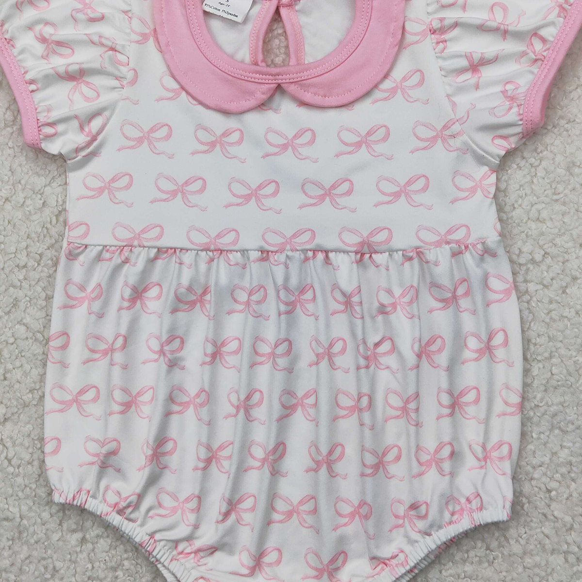 4.11 SR2893RTS NO MOQ Baby Girls Summer Rompers Short sleeves pink bow baby girls summer romper