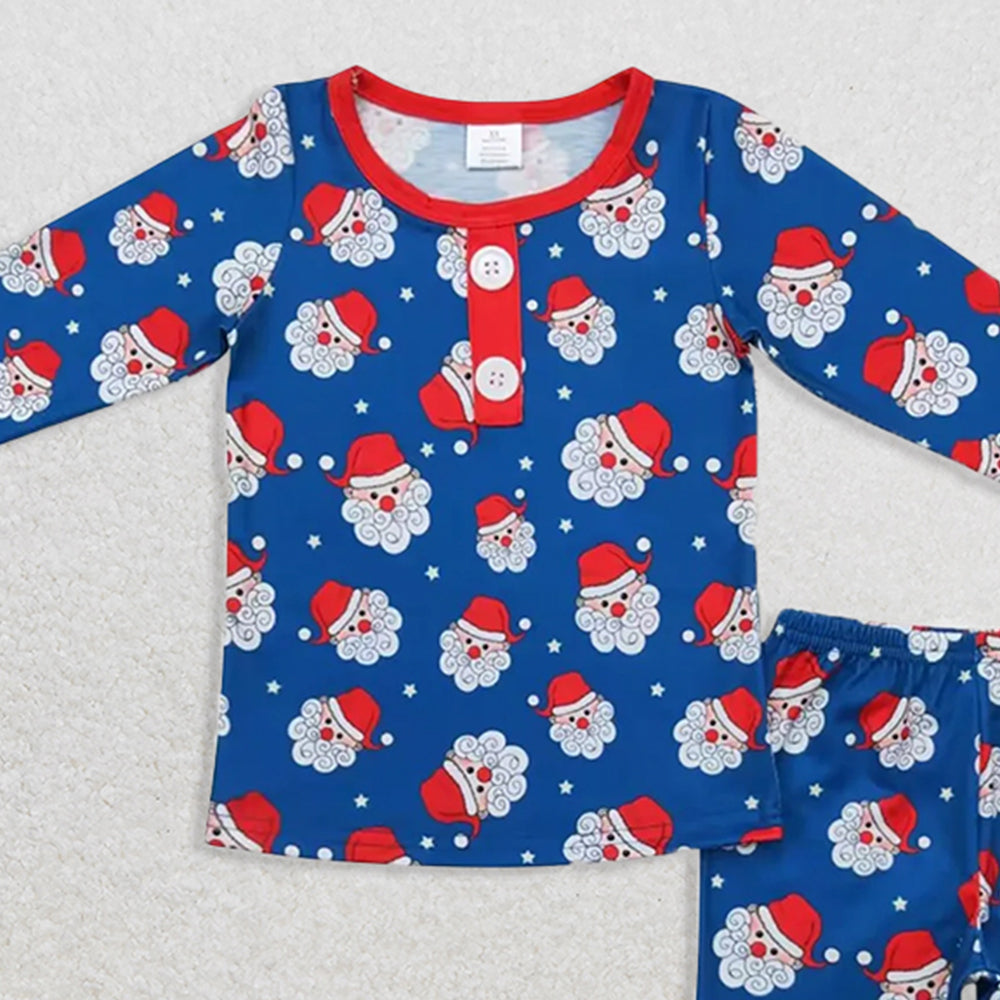 BLP0551RTS NO MOQ Baby Boys Winter Outfits Long sleeves santa kids boys Christmas bamboo pajamas
