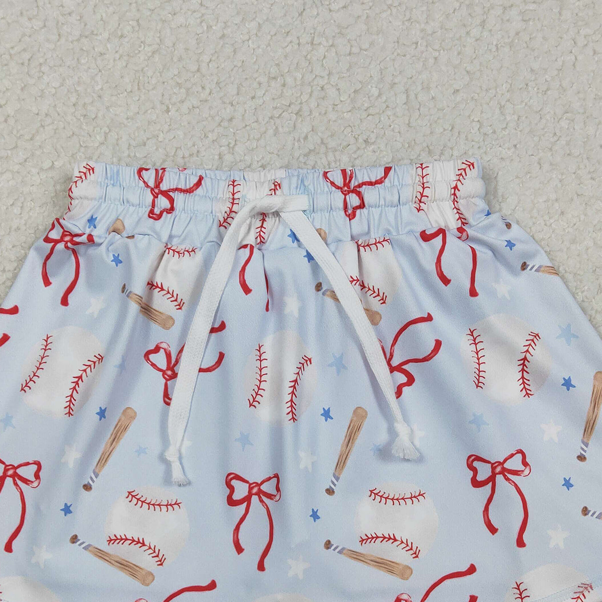 12.5 RTS NO MOQ （In stock）GLK0169 Baby Girls Summer Shorts Baby Girls Bows Baseballs Team Yoga Active Skirt Shorts Bottom