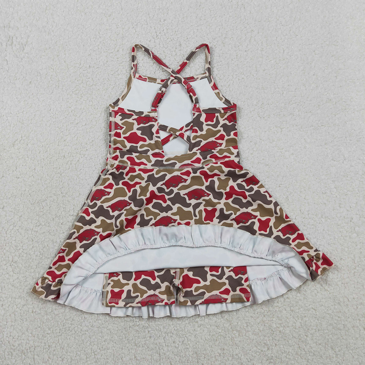 3.28 RTS NO MOQ （In stock）GSD3587 Straps camo hogs kids girls team athletic dress