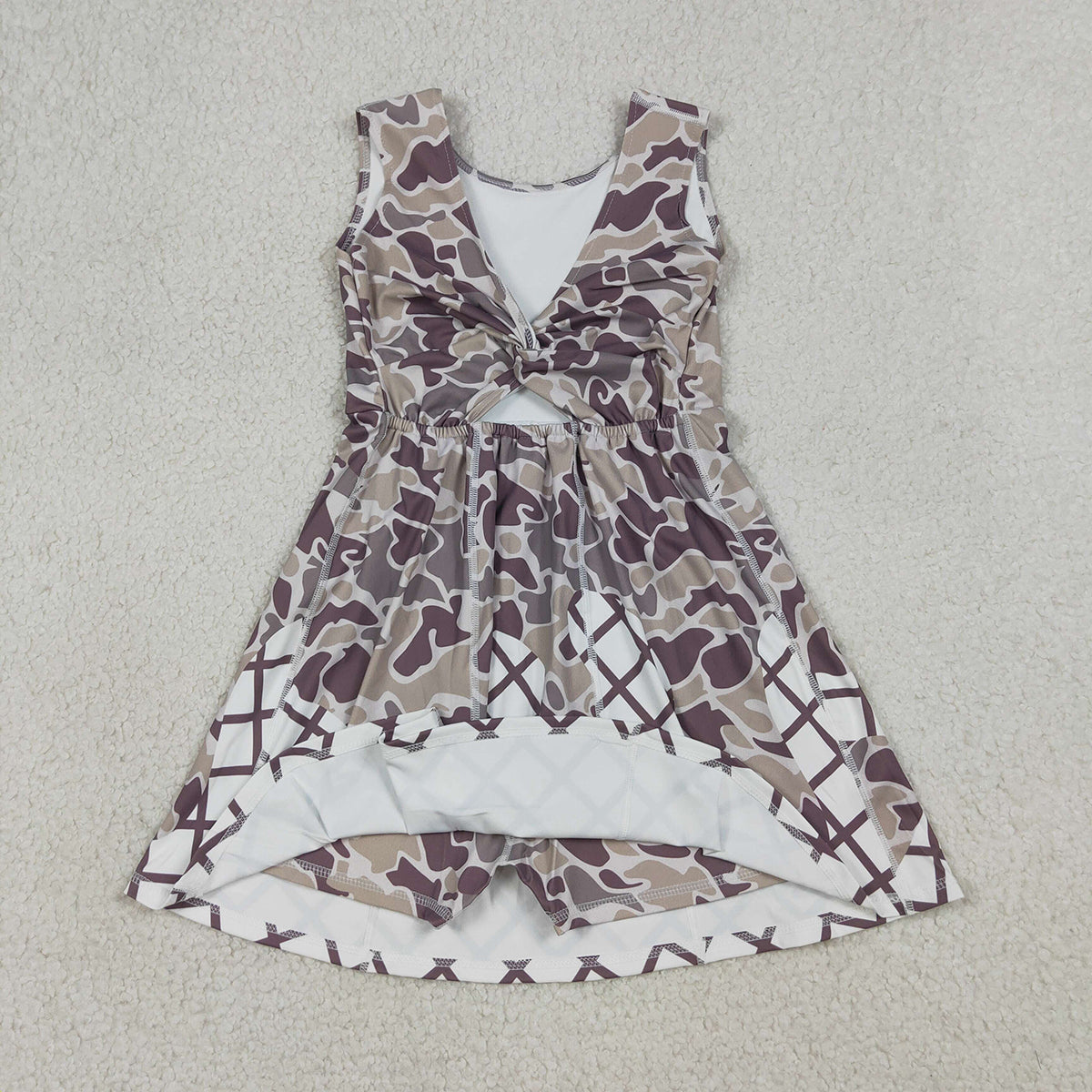 3.31 RTS NO MOQ （In stock）GSD2819 Sleeveless camo ice cream sprinkle girls athletic dresses