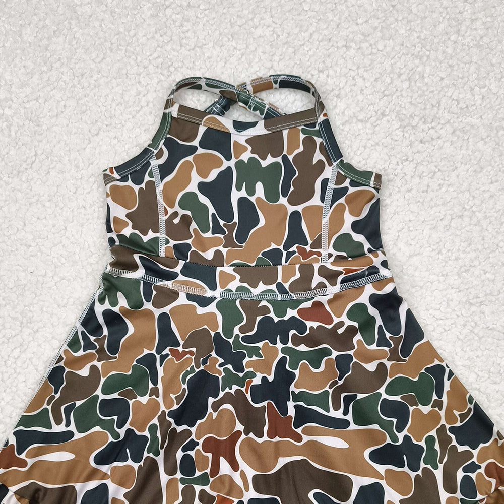 6.27   GSD2309 RTS NO MOQ Baby Girls Summer Yoga Dress baby girl clothes yoga camouflage sleeveless dress