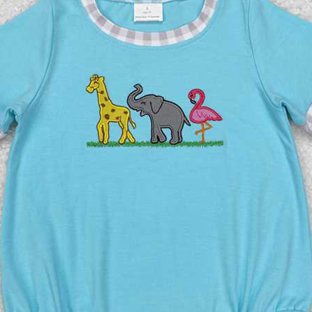 SR2123  RTS NO MOQ Short sleeves giraffe elephant flamingo baby boy romper