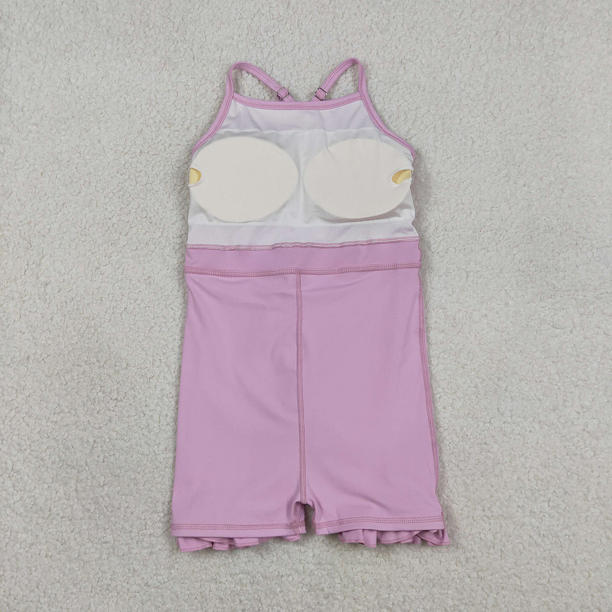 3.6 RTS NO MOQ （In stock）S0712 Kids Fashion Clothes Baby Girls Lavender Strap Yoga Ruffle Active Shorts Knee Length Dresses