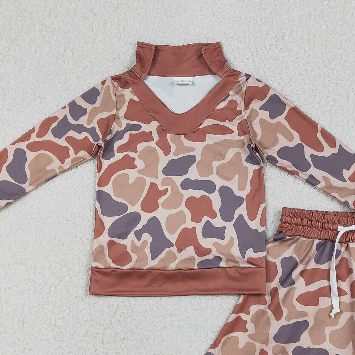 12.24 RTS NO MOQ （In stock）GLD1476 Baby Girls Southern Khaki Camo Long Sleeve Top Skirts Shorts Clothes Sets