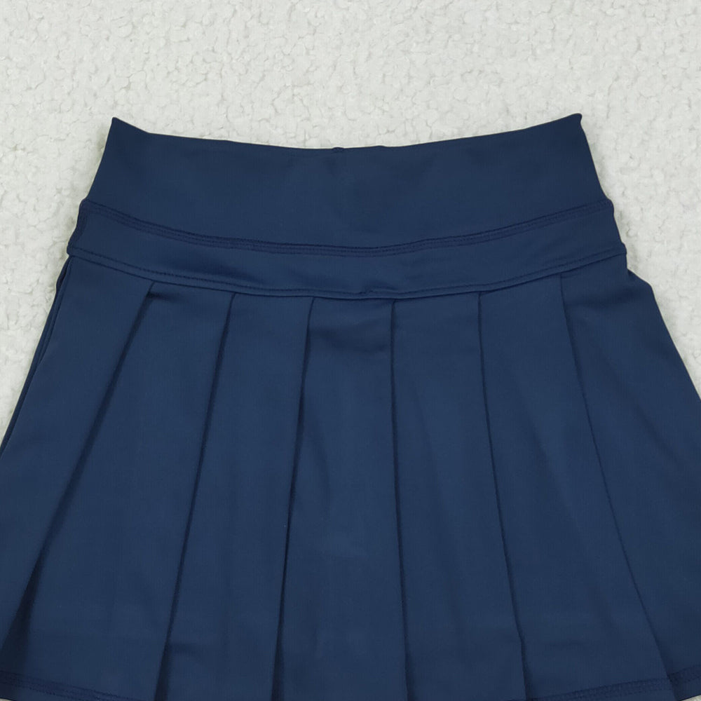 RTS NO MOQ （In stock） GLK0122 Baby Girls Summer Yoga Skirt Baby Girls Navy Yoga Pleated Skorts Bottom