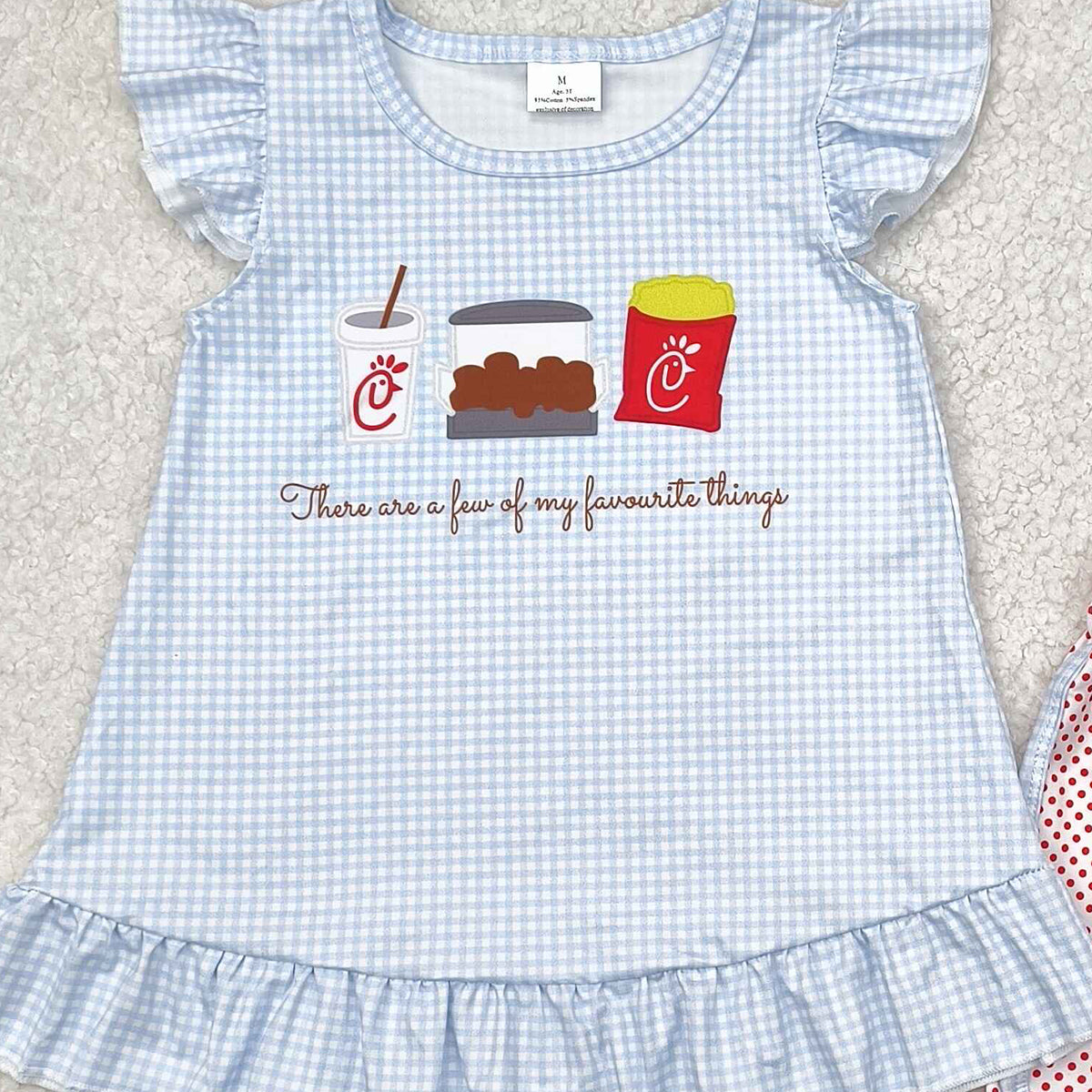 6.21 GSSO2274 RTS NO MOQ Baby Girls Summer Outfits Baby Girls Favorite Thing Tunic Bow Shorts Clothes Sets