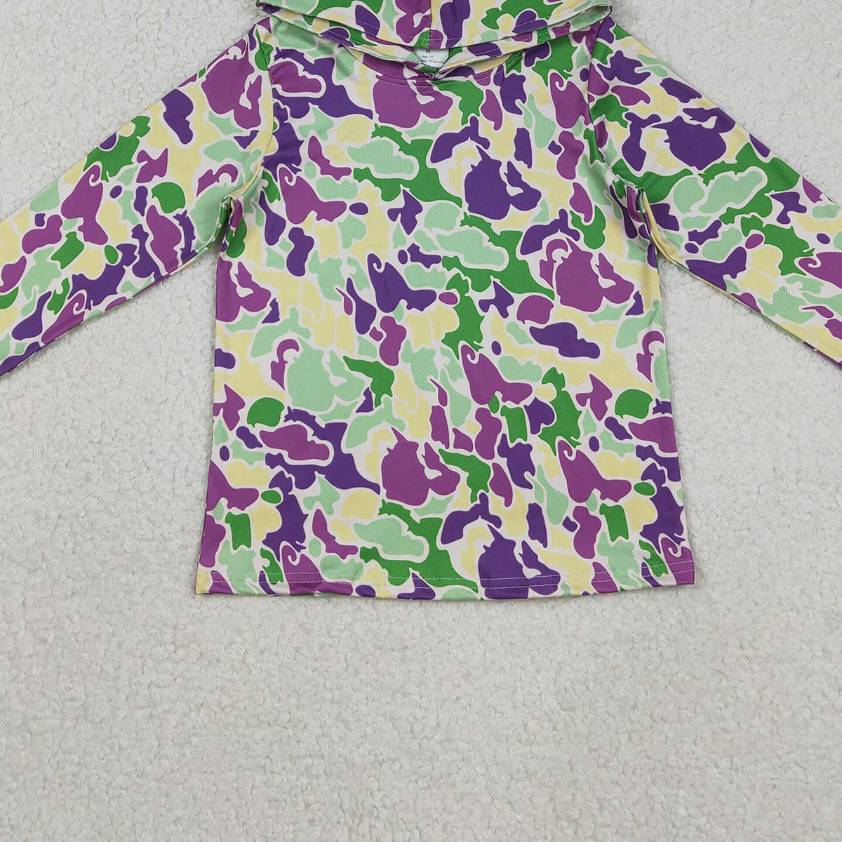 12.8 RTS NO MOQ （In stock）BT1507 Baby Boys Mardigras Camo Long Sleeve Hoodies Top