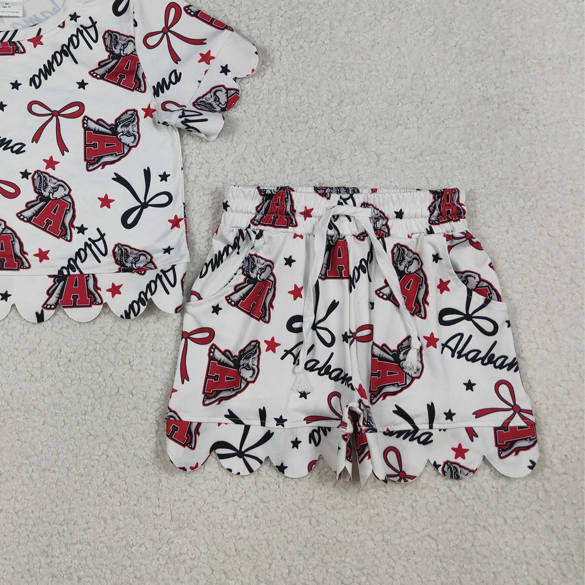 4.1 GSSO3253 RTS NO MOQ （In stock ）Short sleeves plaid dog football top shorts kids team outfits