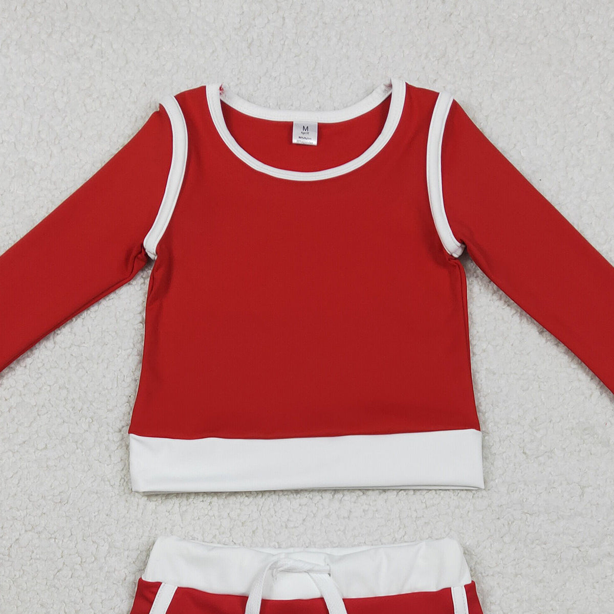 2.3 RTS NO MOQ （In stock）GLD1482 Baby Girls Red Long Sleeve Top Skirts Shorts Yoga Active Clothes Sets